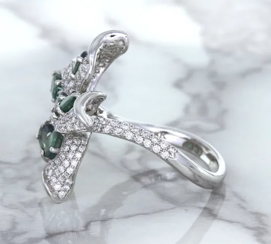 2.01ctw Oval Alexandrite Ring with Diamond Accents in 18K White Gold
