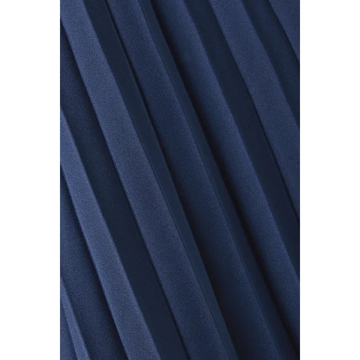 Crystal Embellished Plissé Satin Maxi Dress
